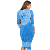 Apifoou College Tonga Long Sleeves Bodycon Dress Kupesi Style - Ver03 LT7 - Polynesian Pride