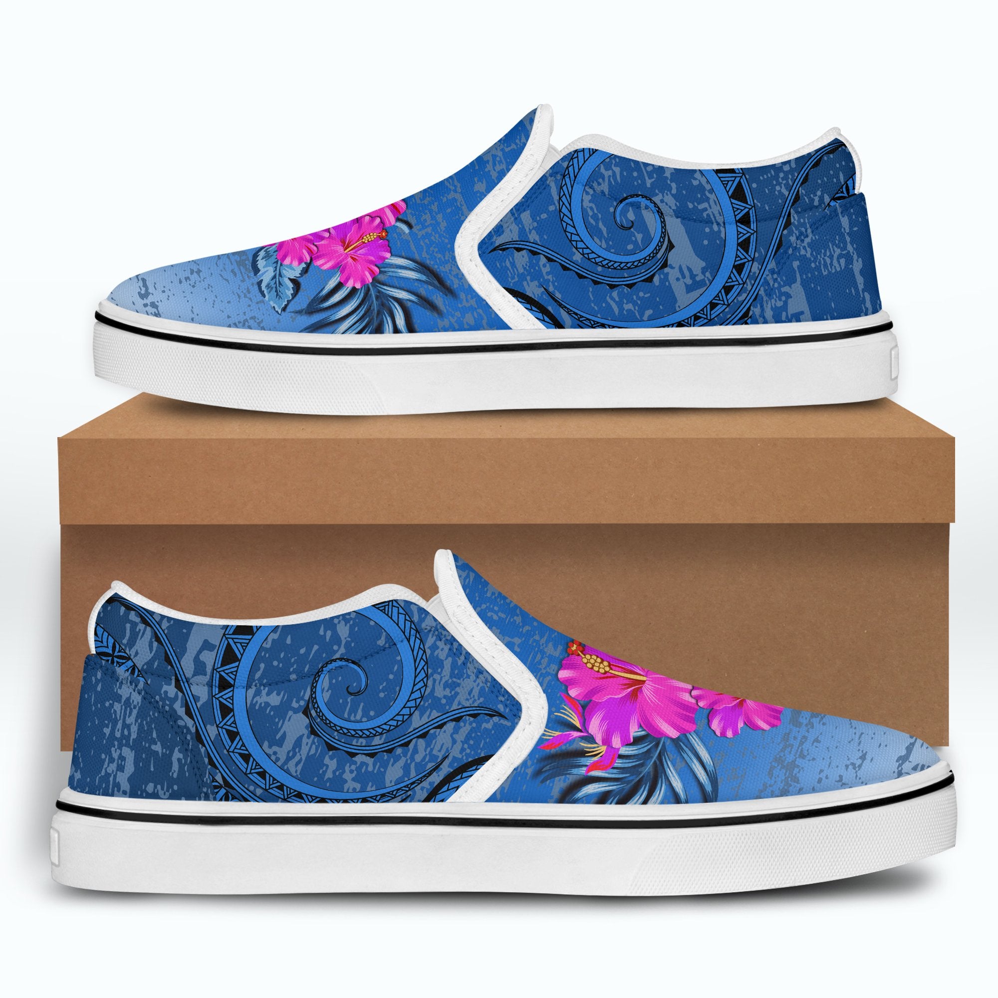 Hawaii Hibiscus Flower Polynesian Slip Ons - Jon Style - AH - Polynesian Pride