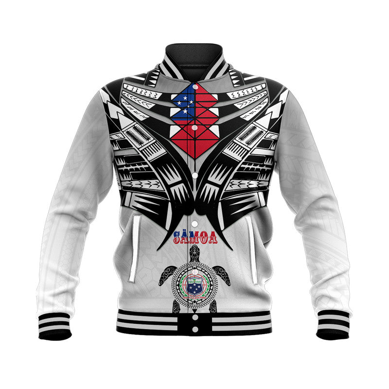 Samoa Black Saturday Baseball Jacket Visual Arts LT9 Unisex White - Polynesian Pride