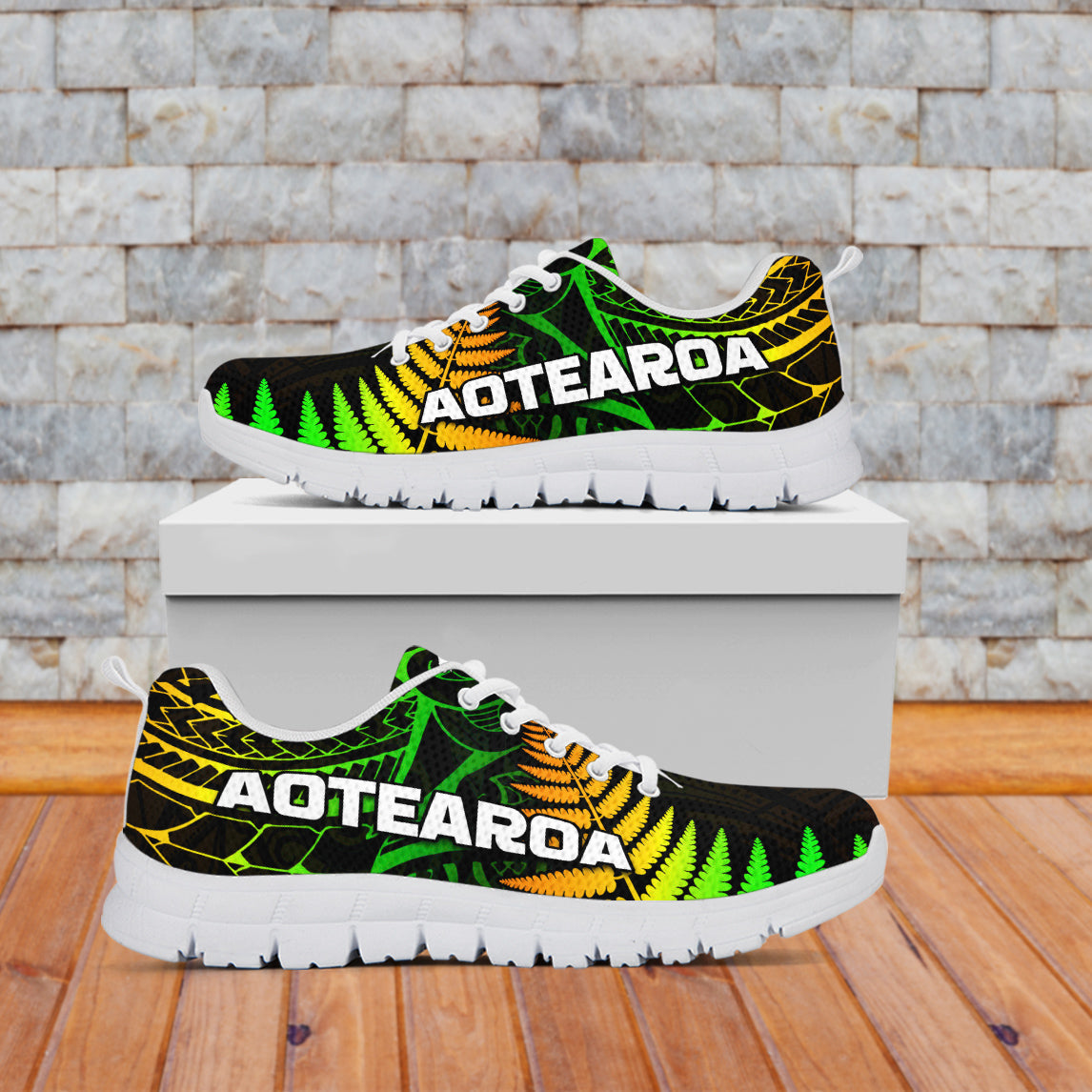Aotearoa Fern Sneakers New Zealand Hei Tiki Special Style LT13 White - Polynesian Pride