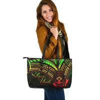 Solomon Islands Leather Tote - Reggae Color Cross Style - Polynesian Pride