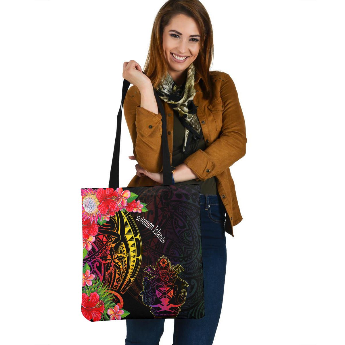 Solomon Islands Tote Bag - Tropical Hippie Style Tote Bag One Size Black - Polynesian Pride