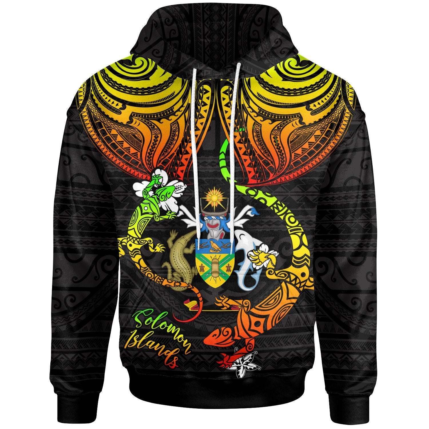 Solomon Islands Hoodie Lizard Good Chest Unisex Reggae - Polynesian Pride