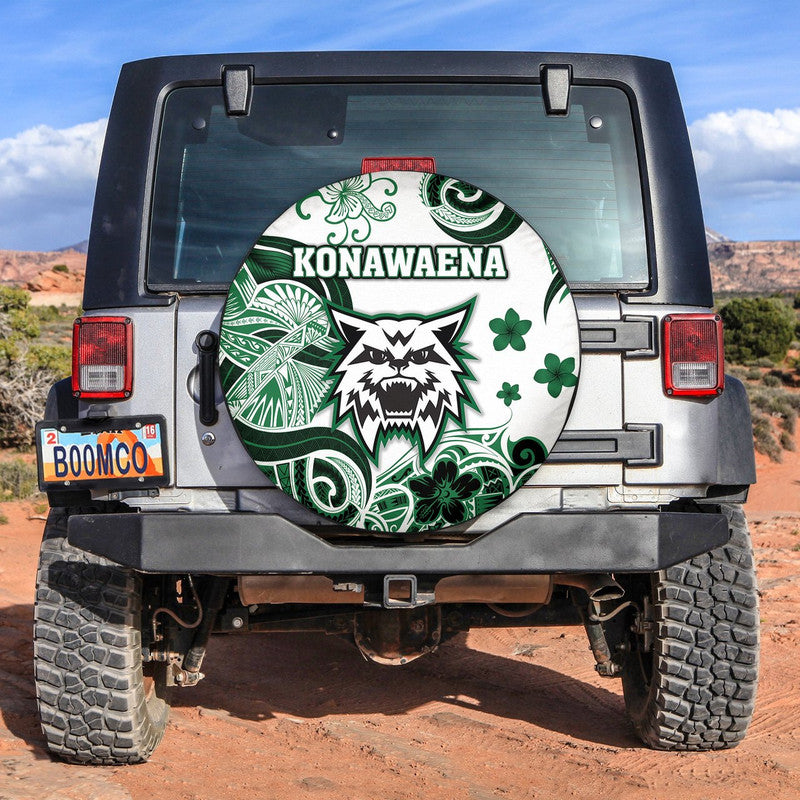 Hawaii Konawaena Wildcats School Spare Tire Cover Unique Style LT8 Green - Polynesian Pride