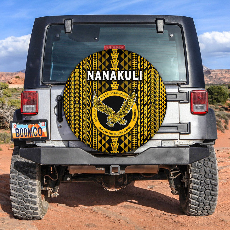 Hawaii Nanakuli School Spare Tire Cover Golden Hawks Simple Style LT8 Yellow - Polynesian Pride