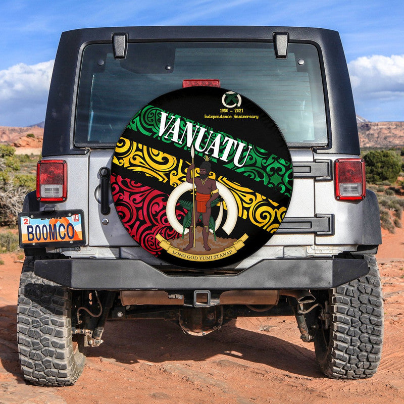 Vanuatu Special Independence Anniversary Spare Tire Cover Sporty Style LT8 Red - Polynesian Pride