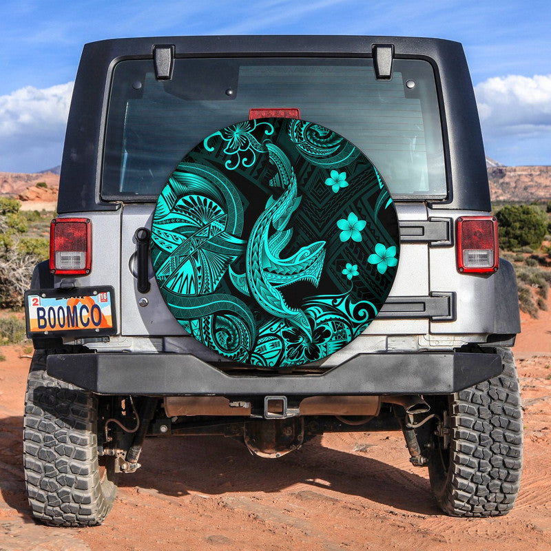 Hawaii Angry Shark Polynesian Spare Tire Cover Unique Style - Turquoise LT8 Turquoise - Polynesian Pride