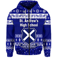 St. andrews High School Christmas Zip Hoodie Simple Style LT8 - Polynesian Pride