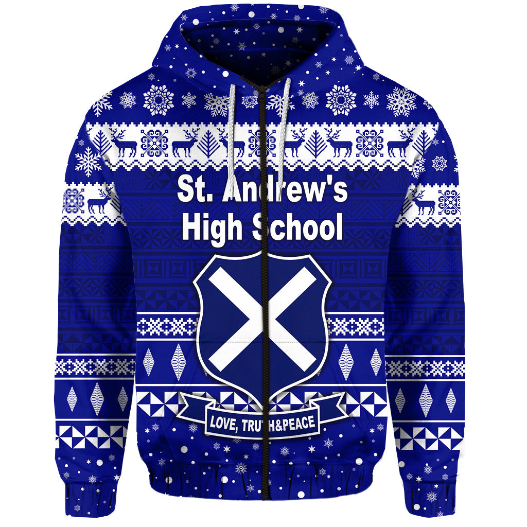 Custom St. andrews High School Christmas Zip Hoodie Simple Style LT8 - Polynesian Pride