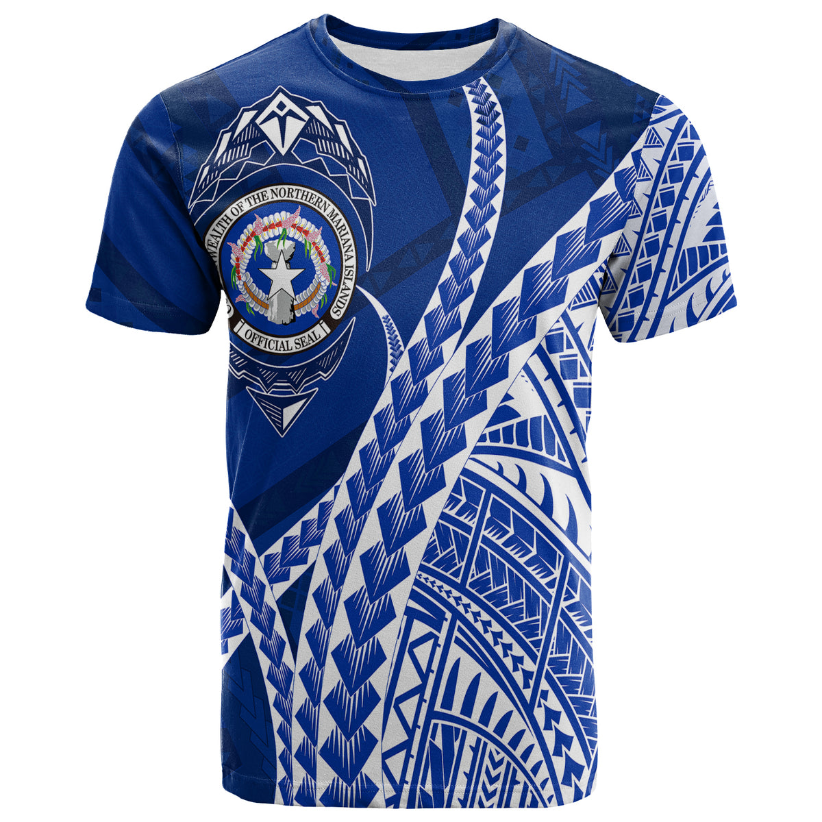 North Mariana Our Story Begins Geometrical Polynesian Pattern T Shirt LT7 Unisex Blue - Polynesian Pride