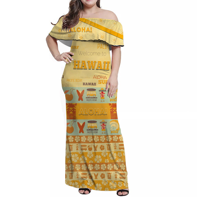 Hawaii Surf Retro Style Matching Dress and Hawaii Surf Retro Stylean Shirt LT9 - Polynesian Pride
