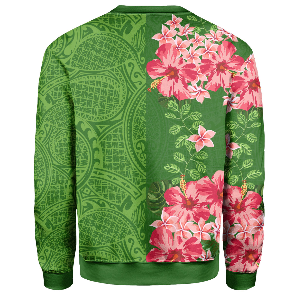 Hawaii Tropical Flower Polynesian Sweatshirt - Curtis Style - Green - Polynesian Pride