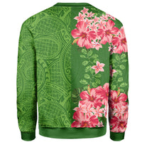 Hawaii Tropical Flower Polynesian Sweatshirt - Curtis Style - Green - Polynesian Pride
