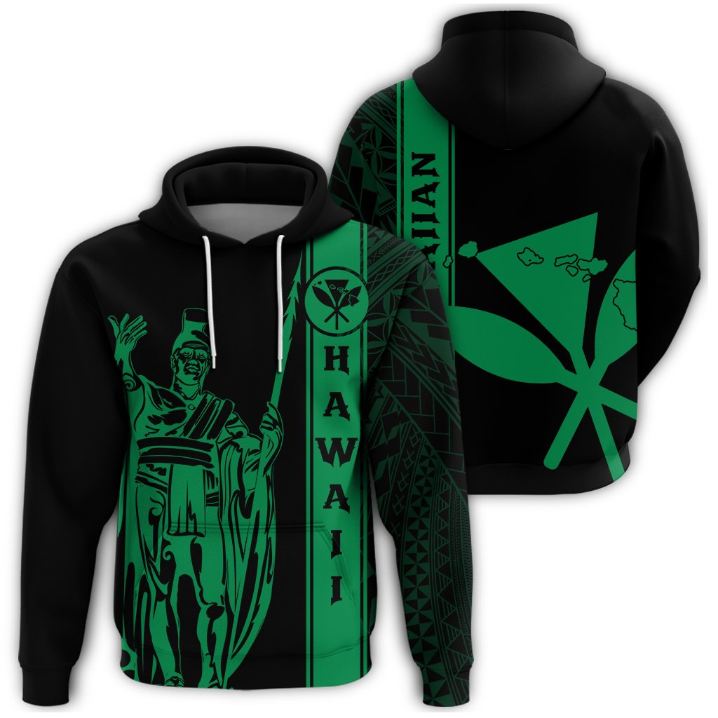 Kanaka Map King Green Hoodie Edgar Style Unisex Green - Polynesian Pride