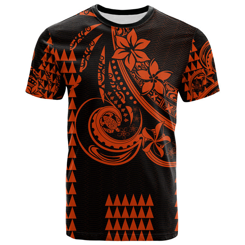 Custom Kakau Hawaiian Polynesian T Shirt Orange LT6 Orange - Polynesian Pride