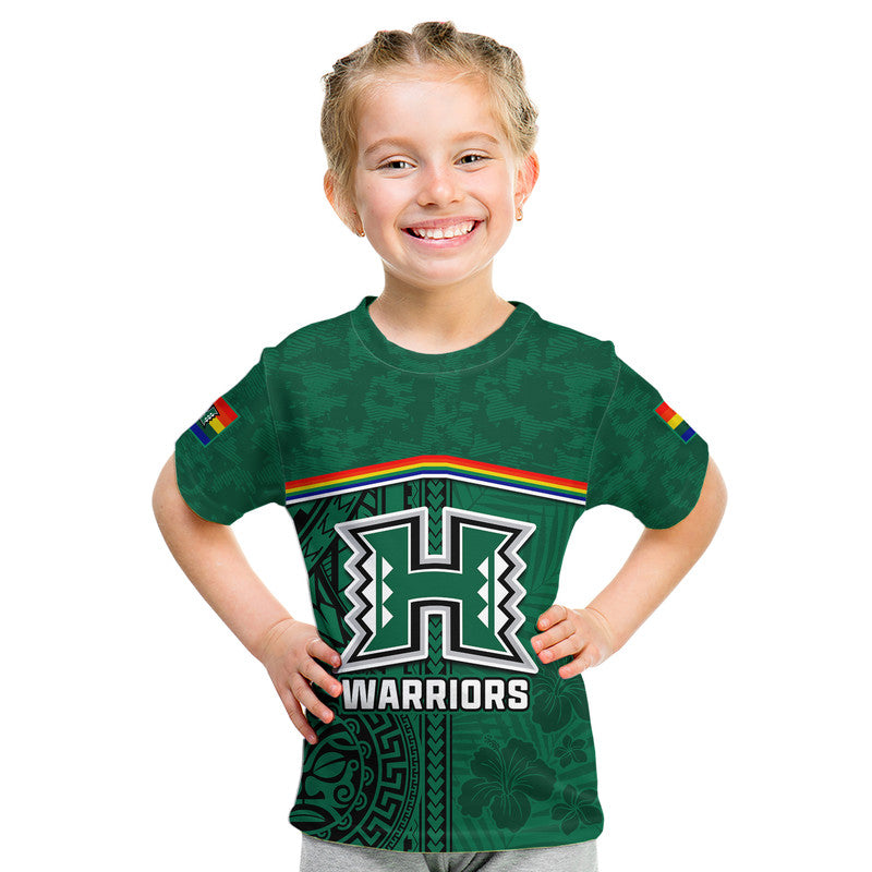 Hawaii Warriors Football T Shirt Polynesian Palm and Hibiscus LT9 - Polynesian Pride