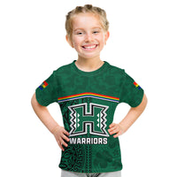 Hawaii Warriors Football T Shirt Polynesian Palm and Hibiscus LT9 - Polynesian Pride