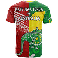 Australia Kangaroos and Mate Maa Tonga T Shirt No2 LT9 - Polynesian Pride