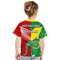 Australia Kangaroos and Mate Maa Tonga T Shirt No2 LT9 - Polynesian Pride
