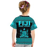 Fiji Rugby Sevens Kid T Shirt Simple Blue Style LT9 - Polynesian Pride