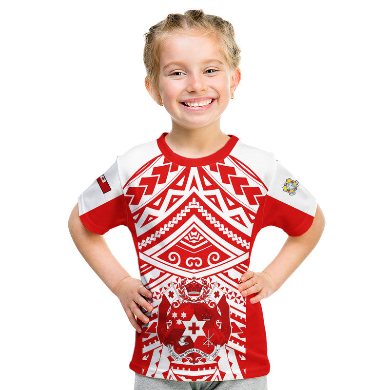 (Custom Text and Number) Tonga Rugby Sevens T Shirt Coat of Arms Tribal Polynesian Pattern LT9 - Polynesian Pride