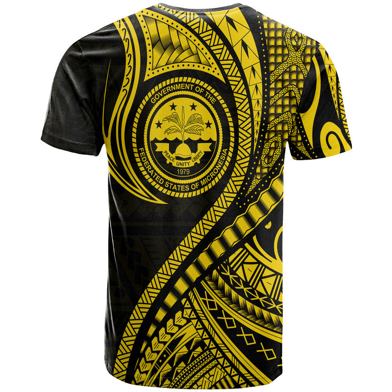 Federated States of Micronesia Independence Day T Shirt Gold Polynesian Wave Style LT9 - Polynesian Pride