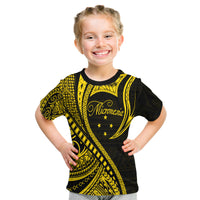 Federated States of Micronesia T Shirt Gold Polynesian Wave Style LT9 Kid Gold - Polynesian Pride