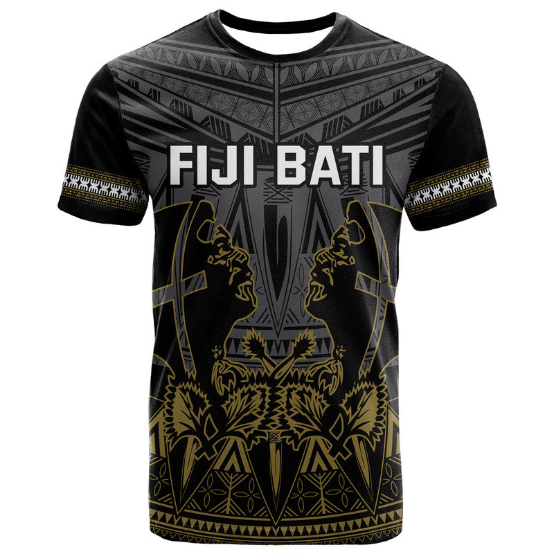 Fiji Rugby Bati T Shirt Fijian Coat of Arms Tapa Pattern LT9 Black - Polynesian Pride