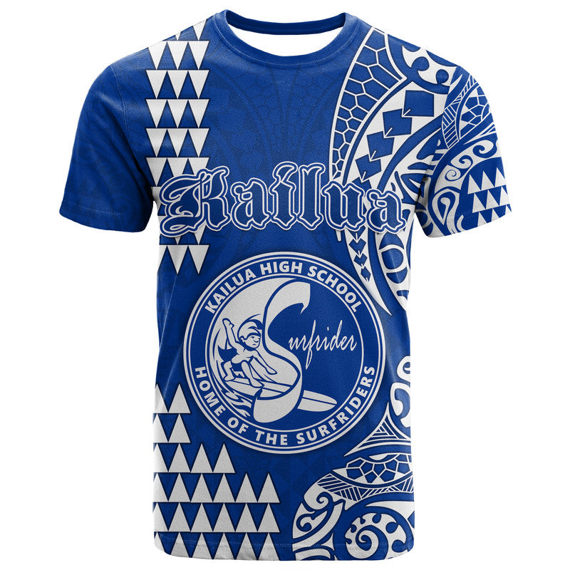 Hawaii Kailua High School T Shirt Tribal Kakau LT9 Blue - Polynesian Pride