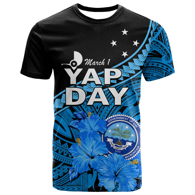 Yap State Day T Shirt Yap Flag and FSM Seal LT9 Blue - Polynesian Pride