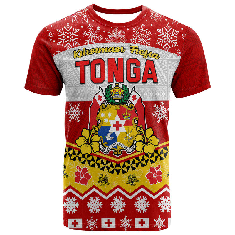 Tonga Christmas Kilisimasi Fiefia Coat of Arms T Shirt LT9 Red - Polynesian Pride