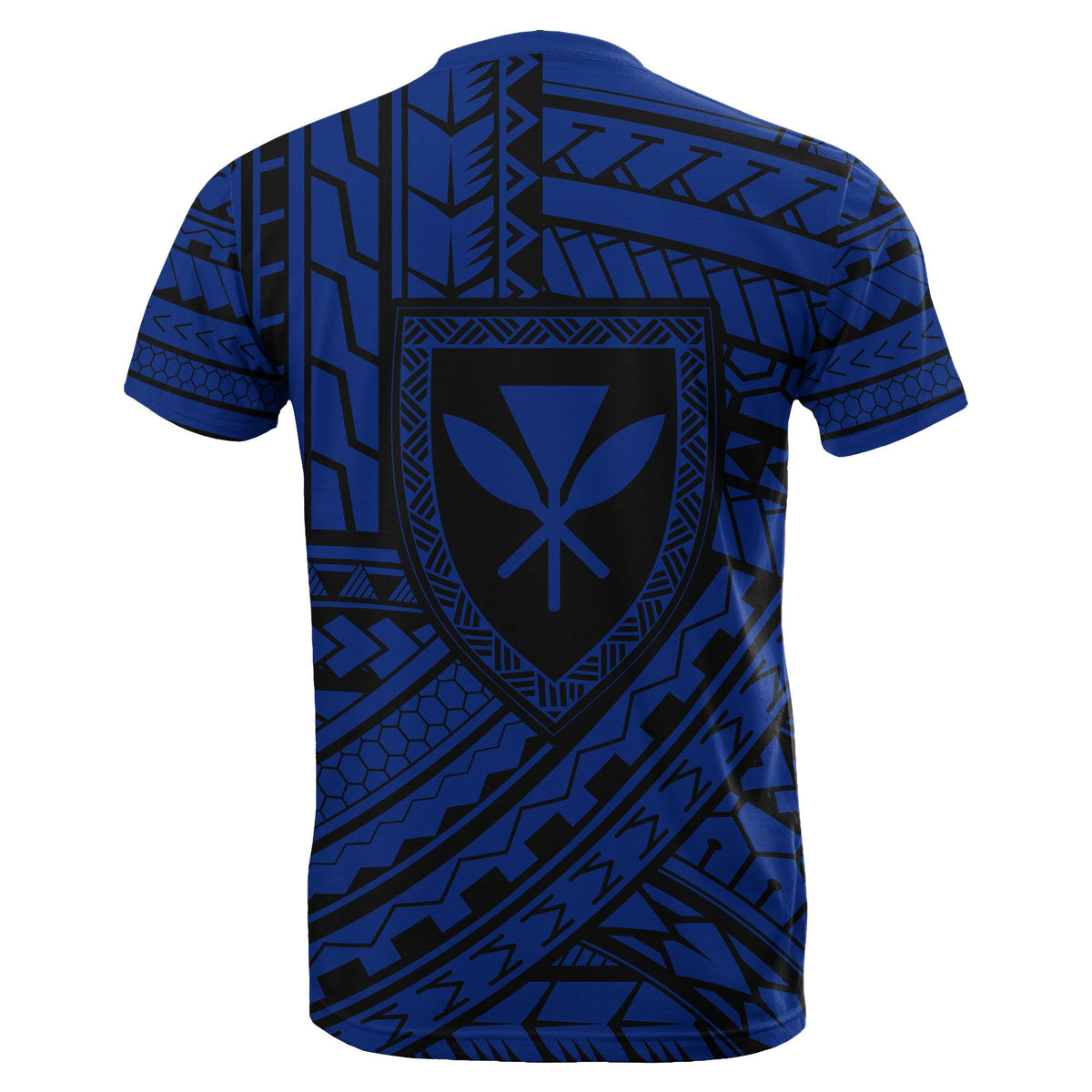 Hawaii Coat of Arms Polynesian T Shirt Blue Quarter Style - Polynesian Pride