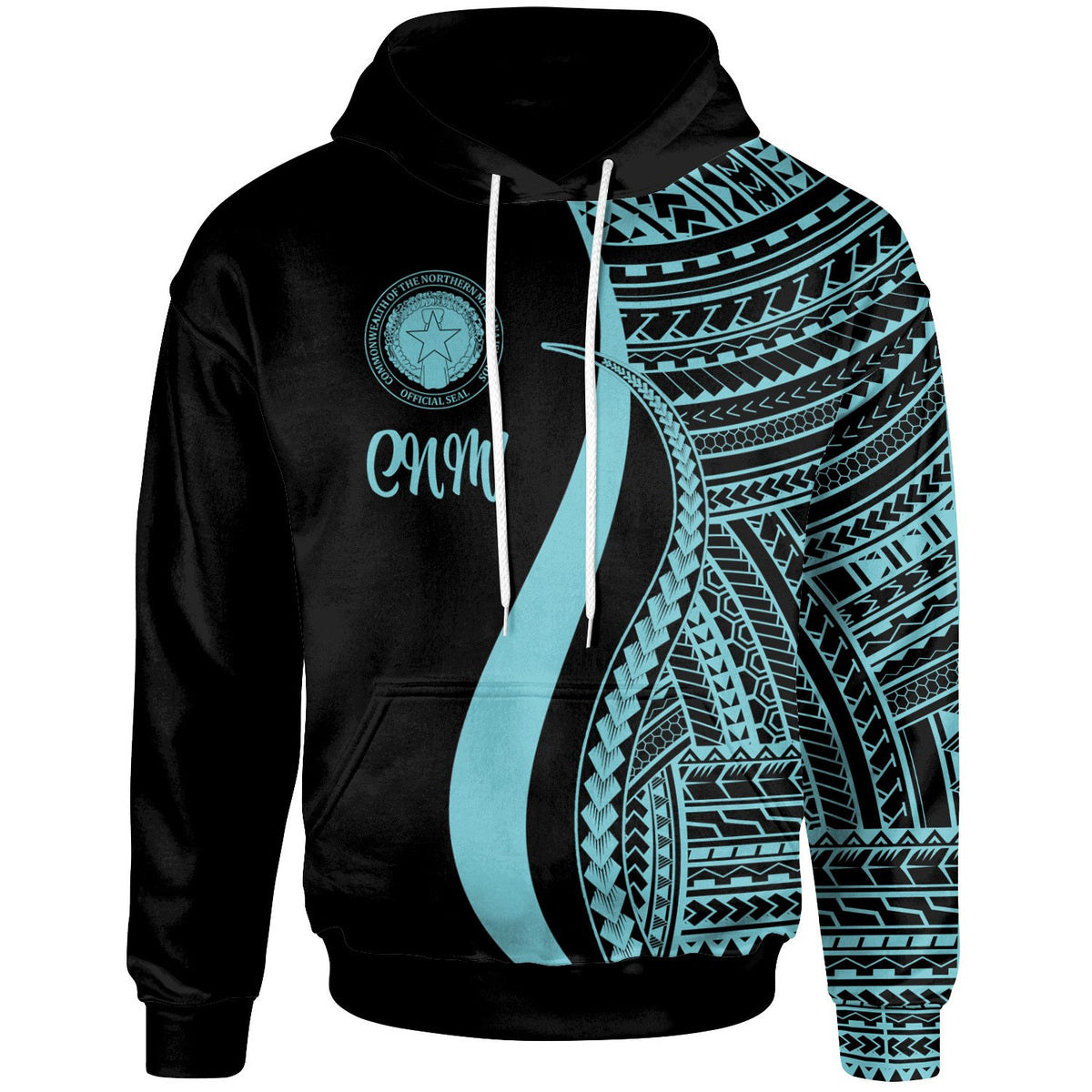 Northern Mariana Islands Hoodie Turquoise Tentacle Tribal Pattern Unisex Turquoise - Polynesian Pride