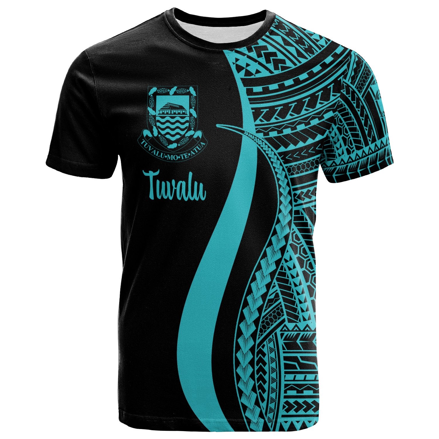 Tuvalu T Shirt Turquoise Polynesian Tentacle Tribal Pattern Unisex Turquoise - Polynesian Pride