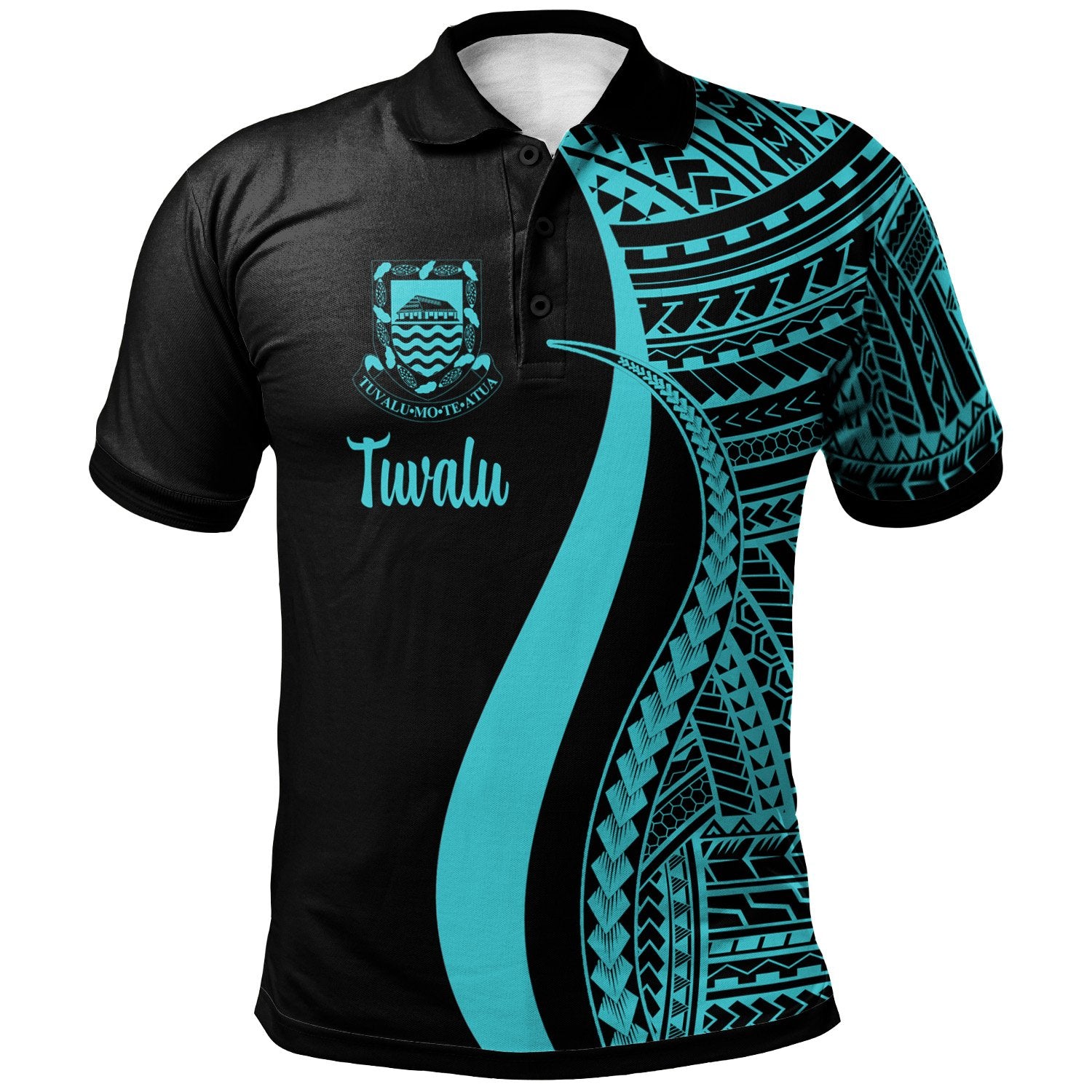 Tuvalu Polo Shirt Turquoise Polynesian Tentacle Tribal Pattern Unisex Turquoise - Polynesian Pride