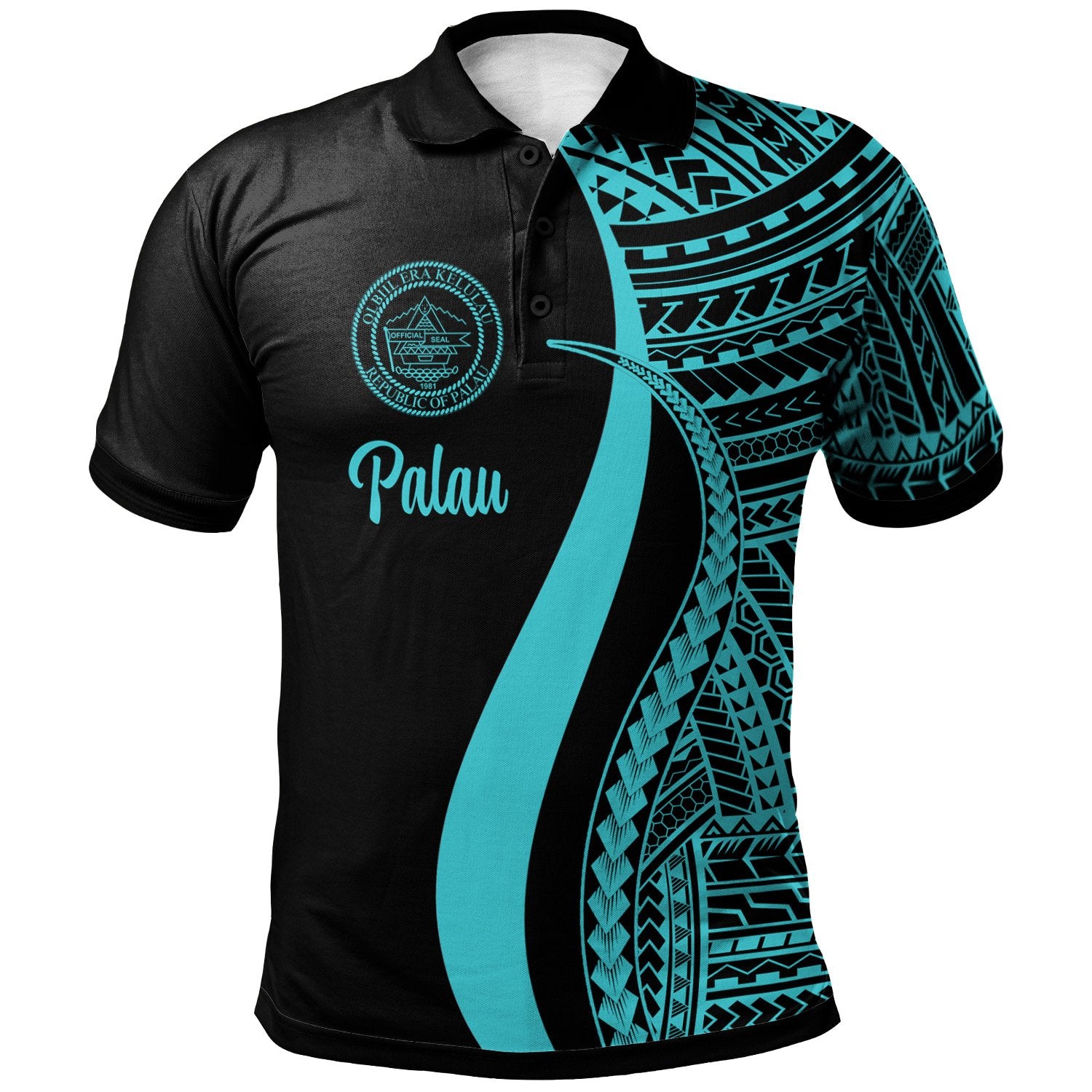 Palau Polo Shirt Turquoise Polynesian Tentacle Tribal Pattern Unisex Turquoise - Polynesian Pride