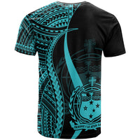 Samoa Custom T Shirt Turquoise Micronesian Tentacle Tribal Pattern - Polynesian Pride