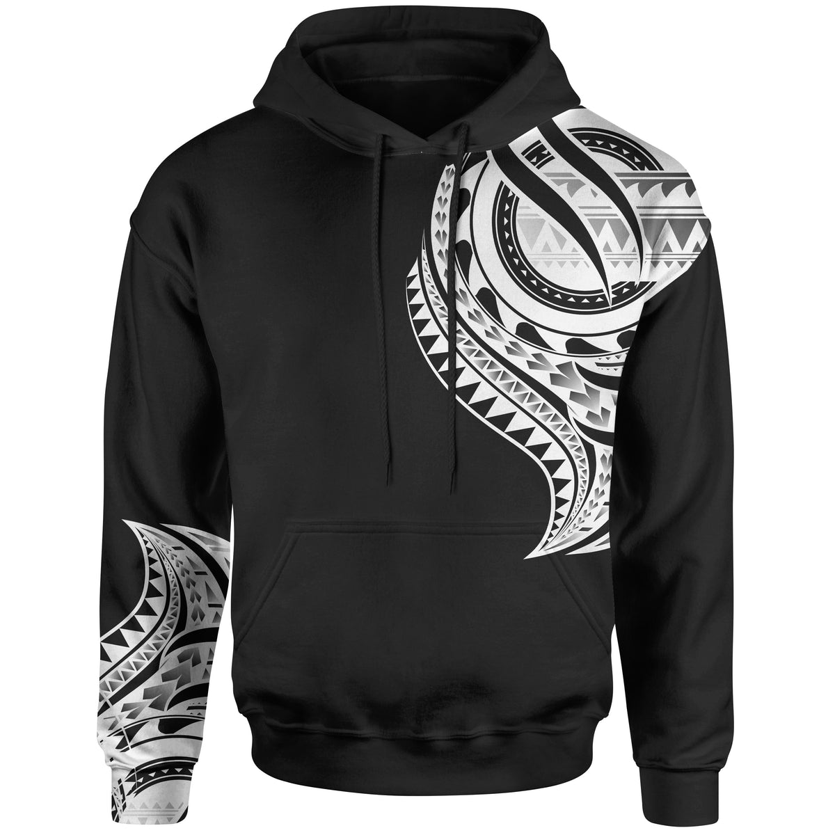 Pohnpei State Hoodie Pohnpei State Tatau White Patterns With Coat ofrms Black - Polynesian Pride