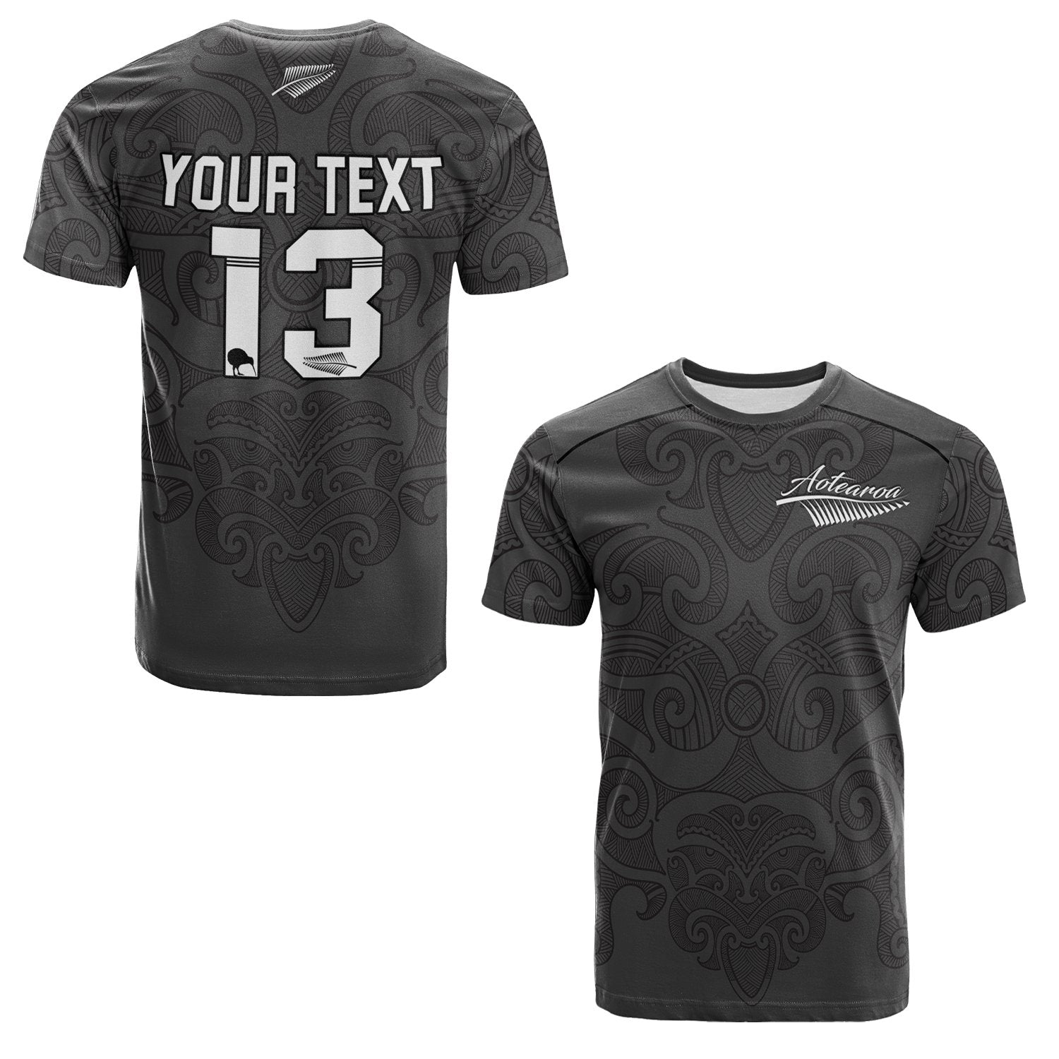 Custom Maori 2021 T Shirt Aotearoa Tattoo Custom Text and Number LT13 Unisex Gray - Polynesian Pride