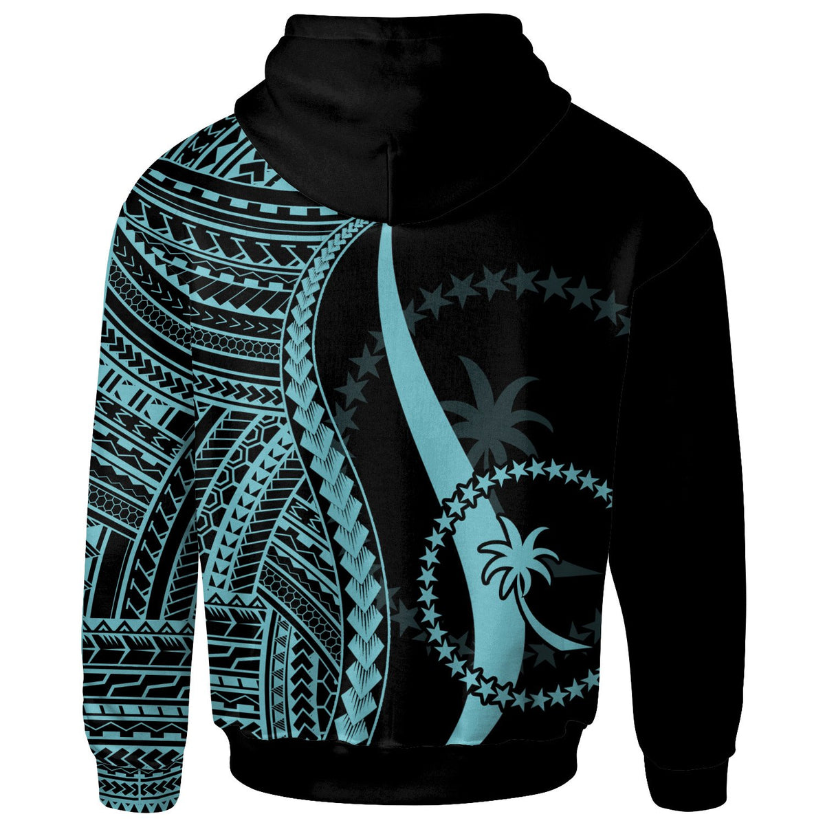 Chuuk Hoodie Turquoise Tentacle Tribal Pattern - Polynesian Pride