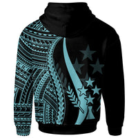 Kosrae Custom Hoodie Turquoise Tentacle Tribal Pattern - Polynesian Pride