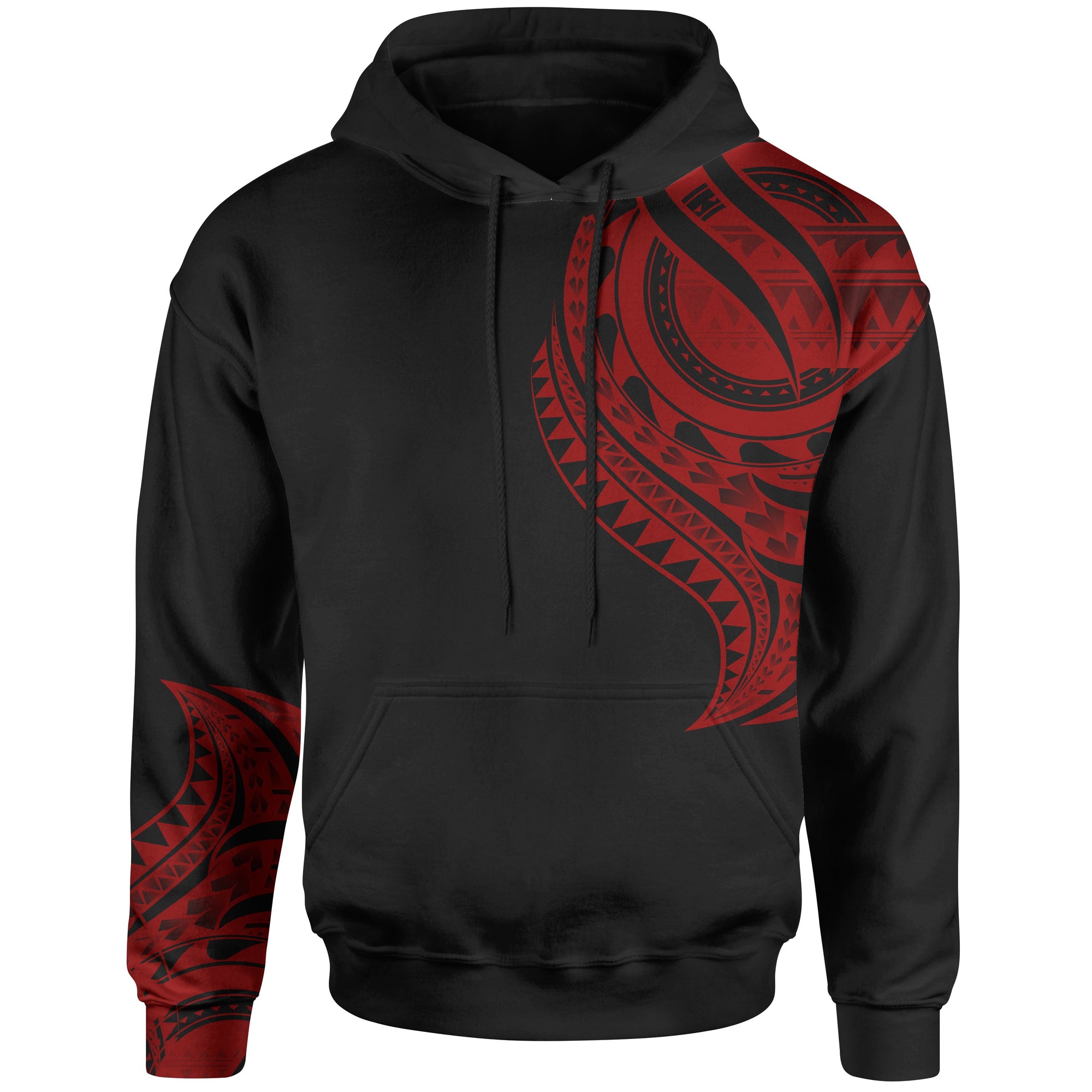 Tokelau Hoodie Tokelau Tatau Red Patterns With Coat ofrms Unisex Black - Polynesian Pride