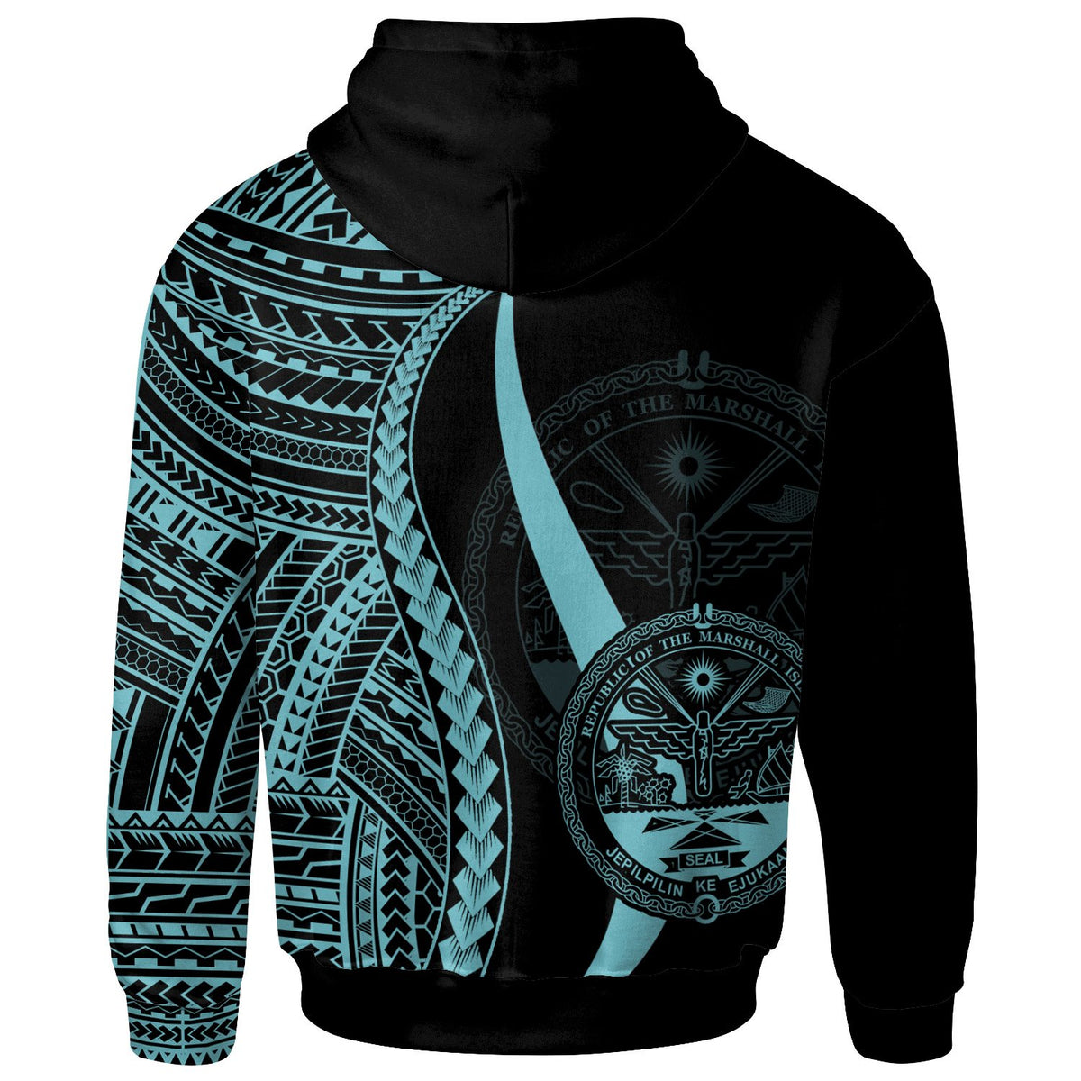 Marshall Islands Hoodie Turquoise Tentacle Tribal Pattern Crest - Polynesian Pride