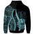 Tahiti Custom Zip up Hoodie Turquoise Tentacle Tribal Pattern - Polynesian Pride