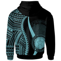 Northern Mariana Islands Zip up Hoodie Turquoise Tentacle Tribal Pattern - Polynesian Pride