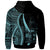 Fiji Custom Zip up Hoodie Turquoise Tentacle Tribal Pattern Crest - Polynesian Pride