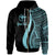 Hawaii Custom Zip up Hoodie Turquoise Tentacle Tribal Pattern Unisex Turquoise - Polynesian Pride