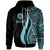 Tahiti Custom Zip up Hoodie Turquoise Tentacle Tribal Pattern Unisex Turquoise - Polynesian Pride