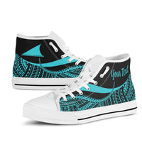 Tokelau Custom Personalised High Top Shoes Turquoise - Polynesian Tentacle Tribal Pattern - Polynesian Pride