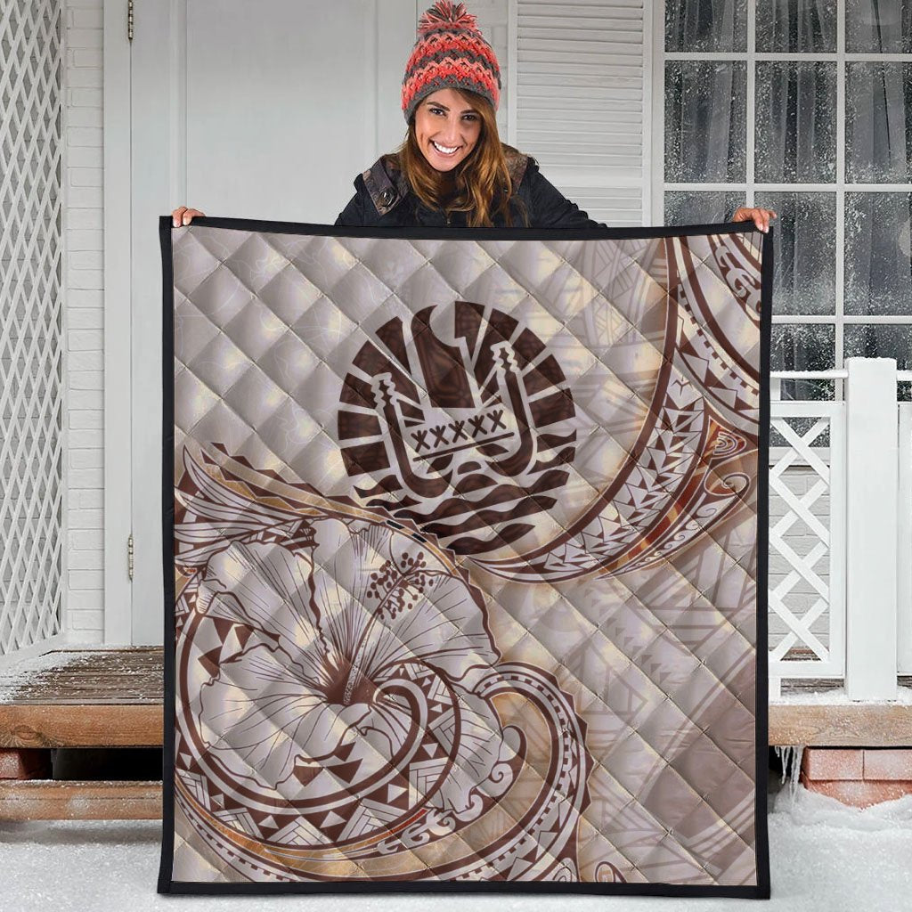 Tahiti Premium Quilt - Hibiscus Flowers Vintage Style - Polynesian Pride